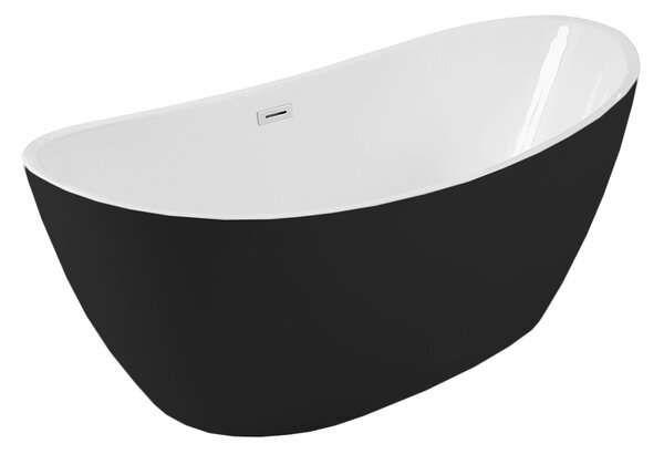 Besco Akrylátová voľne stojaca vaňa Ayla BW Matt 170x80 BESCO-Typ výpuste: Click-Clack s prepadom, chróm, BESCO-Rozmery: 170x80, BESCO-Farba: Biela/čierna