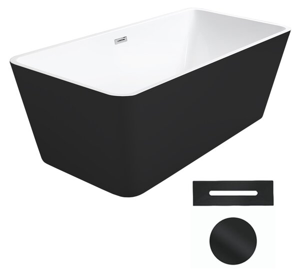 Besco Akrylátová voľne stojaca vaňa Evita BW Matt 160x80 BESCO-Typ výpuste: Click-Clack s prepadom, chróm, BESCO-Rozmery: 160x80, BESCO-Farba: Biela/čierna