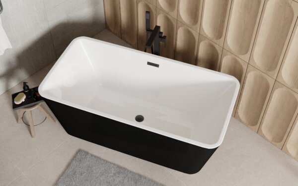 Besco Akrylátová voľne stojaca vaňa Evita BW Matt 160x80 BESCO-Typ výpuste: Click-Clack s prepadom, chróm, BESCO-Rozmery: 160x80, BESCO-Farba: Biela/čierna
