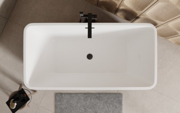 Besco Akrylátová voľne stojaca vaňa Evita BW Matt 160x80 BESCO-Typ výpuste: Click-Clack s prepadom, chróm, BESCO-Rozmery: 160x80, BESCO-Farba: Biela/čierna