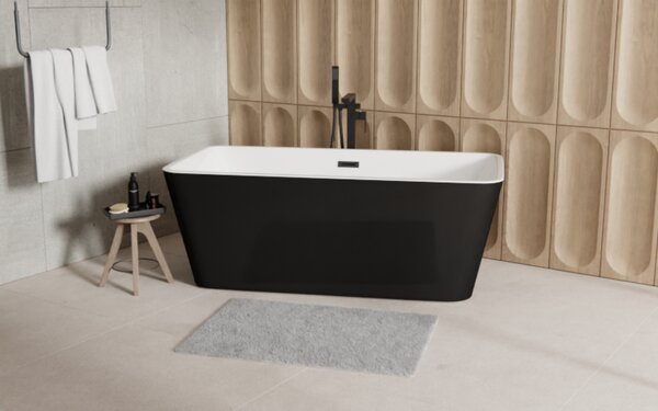Besco Akrylátová voľne stojaca vaňa Evita BW Matt 160x80 BESCO-Typ výpuste: Click-Clack s prepadom, chróm, BESCO-Rozmery: 160x80, BESCO-Farba: Biela/čierna