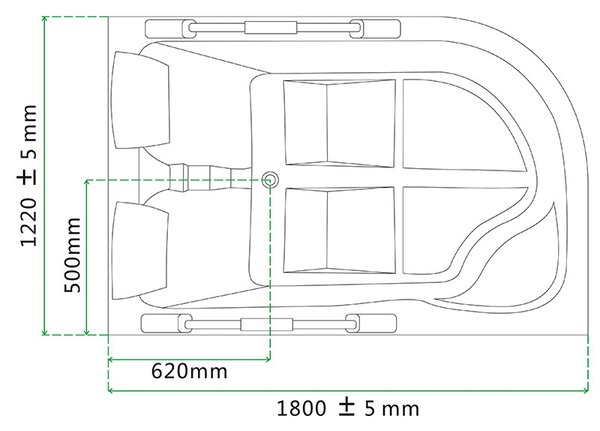 BPS-koupelny Hydromasážna vírivá vaňa VENEZIA 761R 180x120 PRAVÁ ČIERNY MRAMOR s ohrevom vody