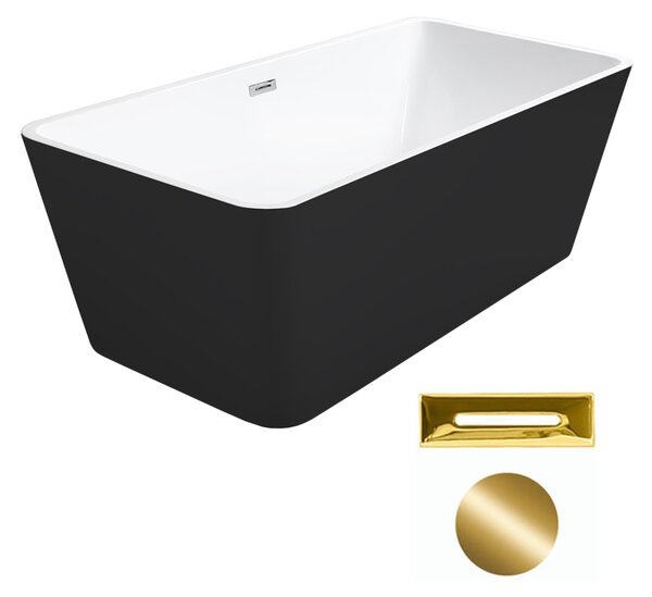 Besco Akrylátová voľne stojaca vaňa Evita BW Matt 160x80 BESCO-Typ výpuste: Click-Clack s prepadom, chróm, BESCO-Rozmery: 160x80, BESCO-Farba: Biela/čierna