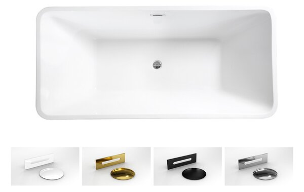 Besco Akrylátová voľne stojaca vaňa Evita BW Matt 160x80 BESCO-Typ výpuste: Click-Clack s prepadom, chróm, BESCO-Rozmery: 160x80, BESCO-Farba: Biela/čierna