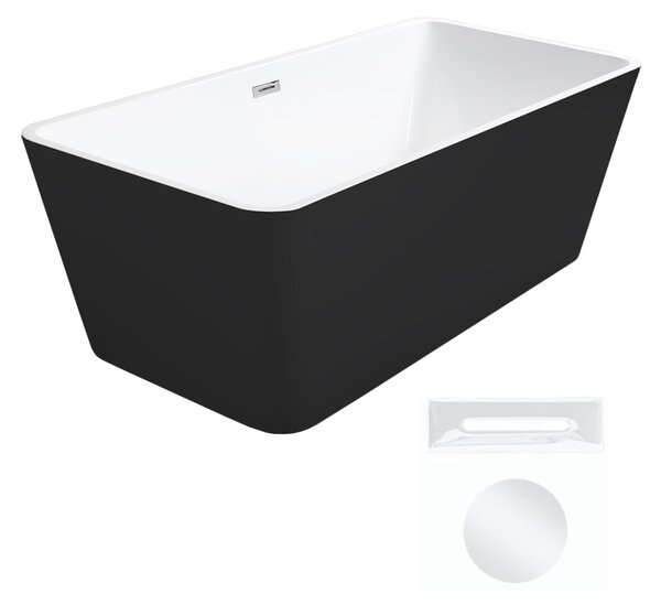 Besco Akrylátová voľne stojaca vaňa Evita BW Matt 160x80 BESCO-Typ výpuste: Click-Clack s prepadom, chróm, BESCO-Rozmery: 160x80, BESCO-Farba: Biela/čierna