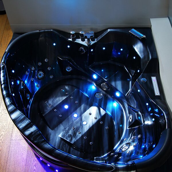 BPS-koupelny Hydromasážna vírivá vaňa EOS 932 155x155 s ohrevom vody, čierny mramor