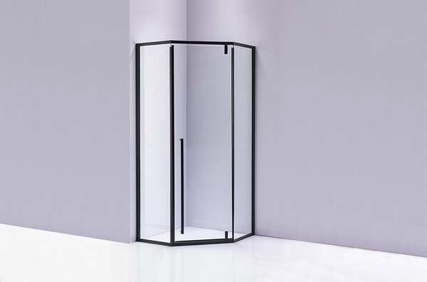 BPS-koupelny Päťuholníkový sprchový kút BS07B 90x90 čierna/transparent - bez vaničky