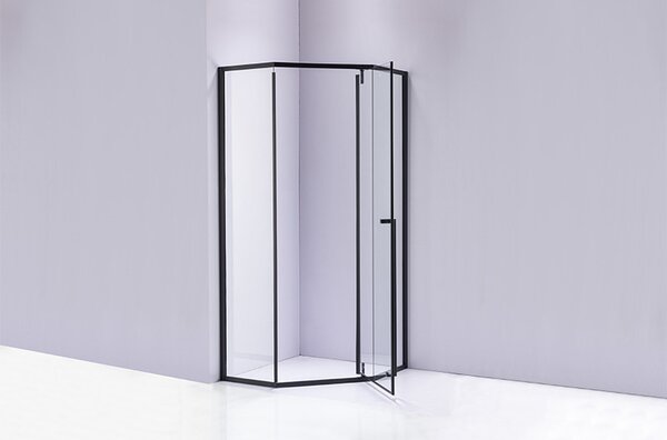 BPS-koupelny Päťuholníkový sprchový kút BS07B 90x90 čierna/transparent - bez vaničky