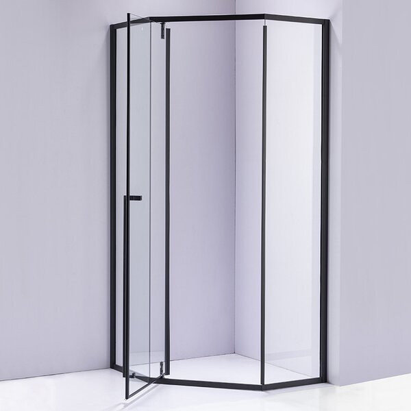 BPS-koupelny Päťuholníkový sprchový kút BS07B 90x90 čierna/transparent - bez vaničky