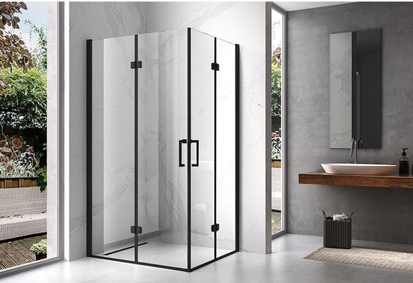 BPS-koupelny Obdĺžnikový sprchový kút ZES KZ12D BL 120x80 čierna/transparent - bez vaničky