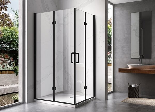 BPS-koupelny Obdĺžnikový sprchový kút ZES KZ12D BL 120x80 čierna/transparent - bez vaničky