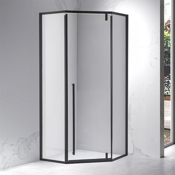 BPS-koupelny Päťuholníkový sprchový kút BS07B 90x90 čierna/transparent - bez vaničky