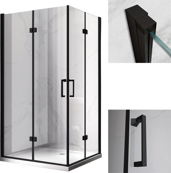 BPS-koupelny Obdĺžnikový sprchový kút ZES KZ12D BL 120x80 čierna/transparent - bez vaničky