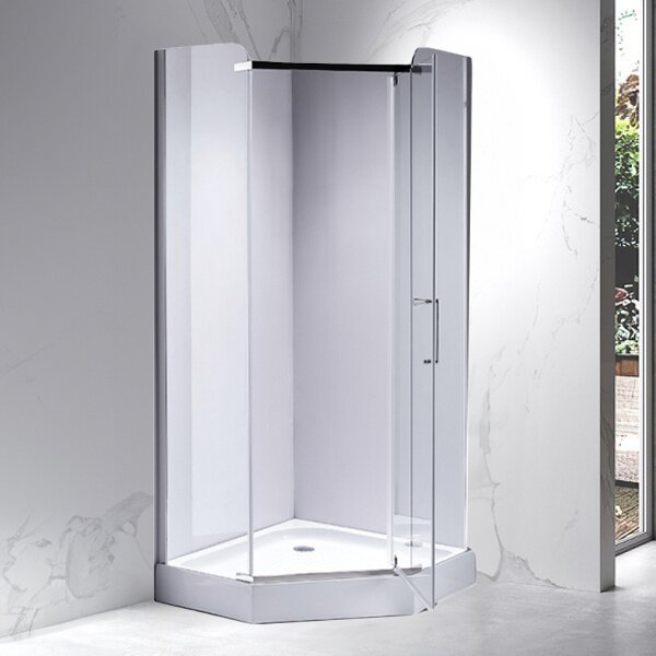 BPS-koupelny Päťuholníkový sprchový kút KZ91B 90x90 chróm/transparent + vanička SXL07B WH biela