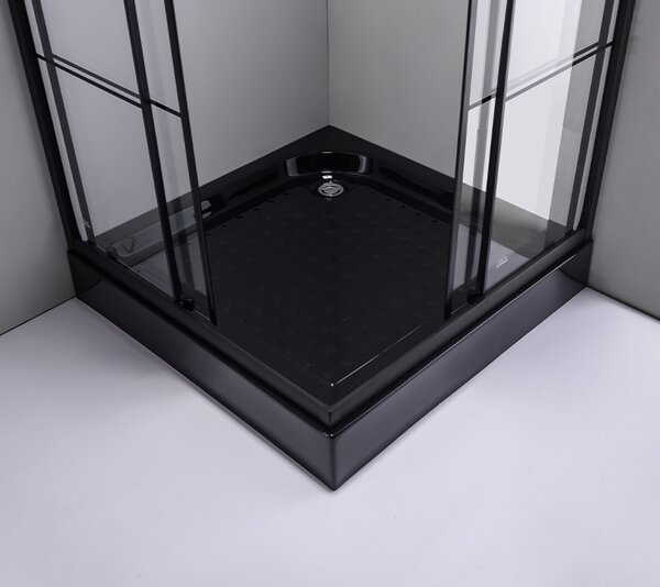 BPS-koupelny Štvorcový sprchovací kút BL32B 90x90 čierna/transparent + vanička SXL02B BL čierna