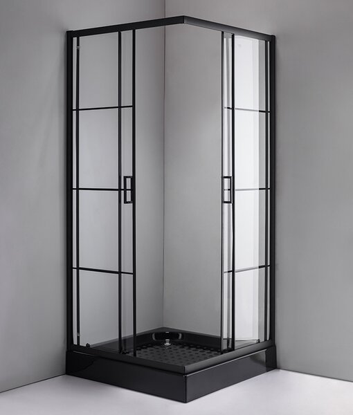 BPS-koupelny Štvorcový sprchovací kút BL32B 90x90 čierna/transparent + vanička SXL02B BL čierna