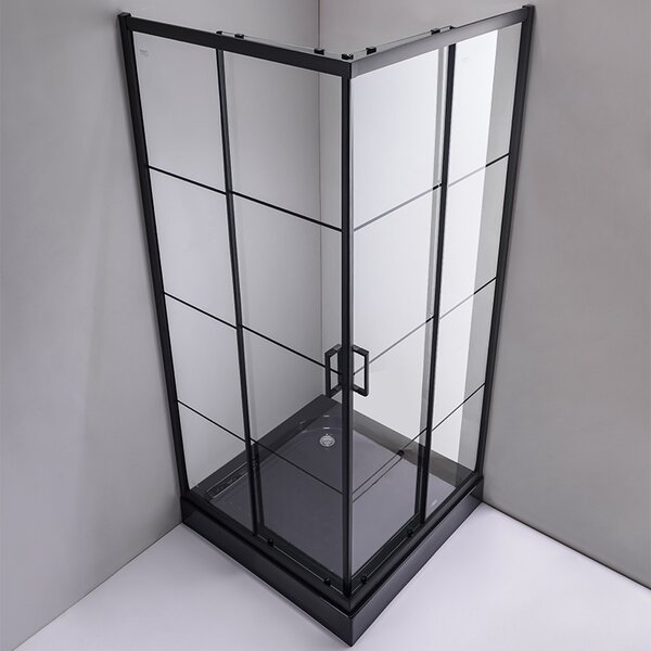 BPS-koupelny Štvorcový sprchovací kút BL32B 90x90 čierna/transparent + vanička SXL02B BL čierna
