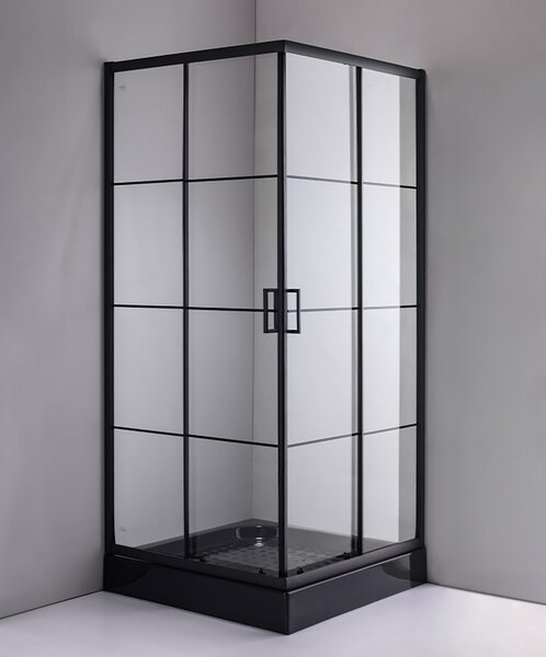 BPS-koupelny Štvorcový sprchovací kút BL32B 90x90 čierna/transparent + vanička SXL02B BL čierna
