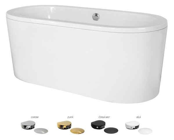 Besco Voľne stojaca vaňa zo sanitárneho kompozitu Victoria CC/NP 185x82, napúšťanie cez prepad BESCO-Typ výpuste: McAlpine Click-Clack s napúšťaním cez prepad, chróm, BESCO-Rozmery: 185x82