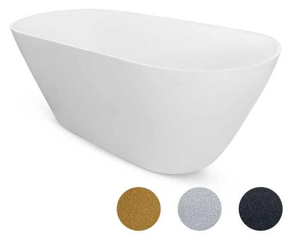 Besco Voľne stojaca vaňa z liateho mramoru Moya Glam 160x70 BESCO-Rozmery: 159x68,4, BESCO-Farba: Biela/zlatá