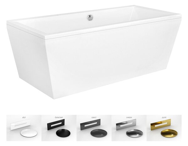 Besco Voľne stojaca vaňa zo sanitárneho kompozitu Vena CC/SP 170x75, s prepadom BESCO-Typ výpuste: Alcaplast Click-Clack so štrbinovým prepadom, chróm, BESCO-Rozmery: 170x75
