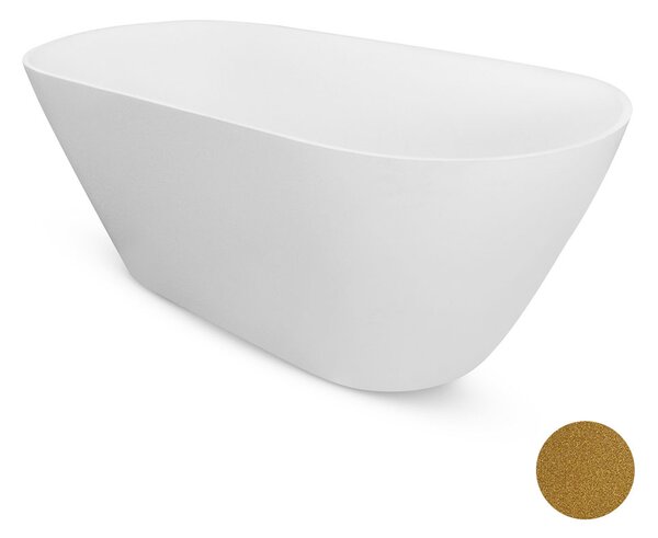 Besco Voľne stojaca vaňa z liateho mramoru Moya Glam 160x70 BESCO-Rozmery: 159x68,4, BESCO-Farba: Biela/zlatá