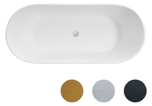 Besco Voľne stojaca vaňa z liateho mramoru Moya Glam 160x70 BESCO-Rozmery: 159x68,4, BESCO-Farba: Biela/zlatá