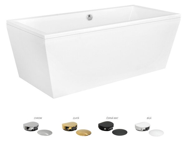 Besco Voľne stojaca vaňa zo sanitárneho kompozitu Vena CC/NP 170x75, napúšťanie cez prepad BESCO-Typ výpuste: McAlpine Click-Clack s napúšťaním cez prepad, chróm, BESCO-Rozmery: 170x75