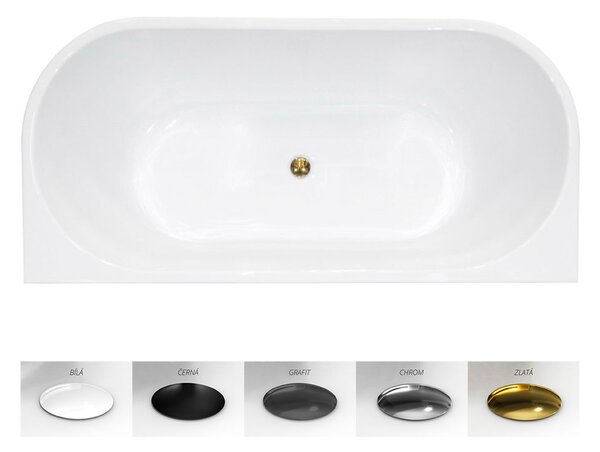 Besco Akrylátová voľne stojaca vaňa Vica NEW BW CC/BP 150x80 (160x80, 170x80), bez prepadu BESCO-Typ výpuste: Alcaplast Click-Clack s horným čistením, chróm, BESCO-Rozmery: 150x80