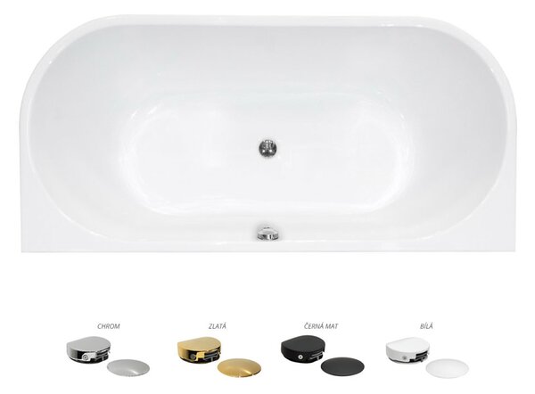 Besco Akrylátová voľne stojaca vaňa Vica NEW CC/NP 150x80 (160x80, 170x80), napúšťanie cez prepad BESCO-Typ výpuste: McAlpine Click-Clack s napúšťaním cez prepad, chróm, BESCO-Rozmery: 150x80