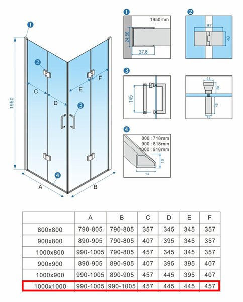 BPS-koupelny Štvorcový sprchový kút KZ08D BL 100x100 čierna/transparent + vanička SXL02C BL čierna
