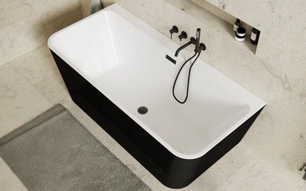 Besco Akrylátová voľne stojaca vaňa Varya BW Matt 150x75 BESCO-Typ výpuste: Click-Clack s prepadom, chróm, BESCO-Rozmery: 150x75, BESCO-Farba: Biela/čierna