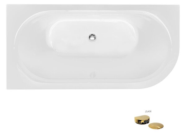 Besco Akrylátová voľne stojaca vaňa Avita A-Line BW CC/NP 150x75 (160x75, 170x75), napúšťanie cez prepad BESCO-Typ výpuste: McAlpine Click-Clack s napúšťaním cez prepad, chróm, BESCO-Rozmery: 150x75, BESCO-Orientácia: Pravá