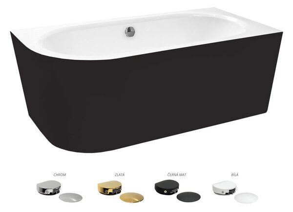 Besco Akrylátová voľne stojaca vaňa Avita A-Line BW CC/NP 150x75 (160x75, 170x75), napúšťanie cez prepad BESCO-Typ výpuste: McAlpine Click-Clack s napúšťaním cez prepad, chróm, BESCO-Rozmery: 150x75, BESCO-Orientácia: Pravá