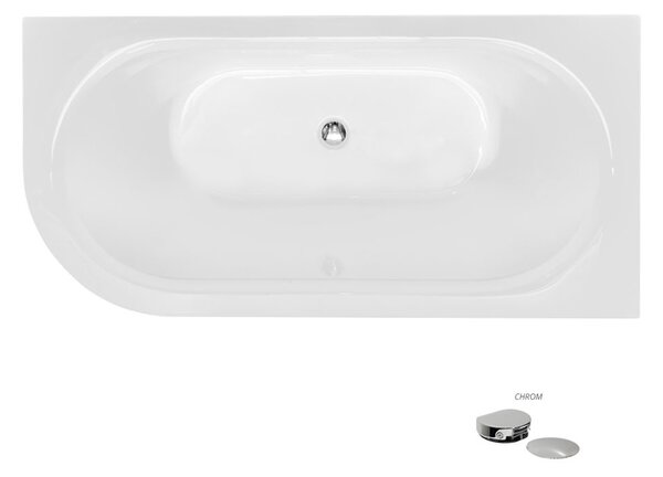 Besco Akrylátová voľne stojaca vaňa Avita A-Line BW CC/NP 150x75 (160x75, 170x75), napúšťanie cez prepad BESCO-Typ výpuste: McAlpine Click-Clack s napúšťaním cez prepad, chróm, BESCO-Rozmery: 150x75, BESCO-Orientácia: Pravá