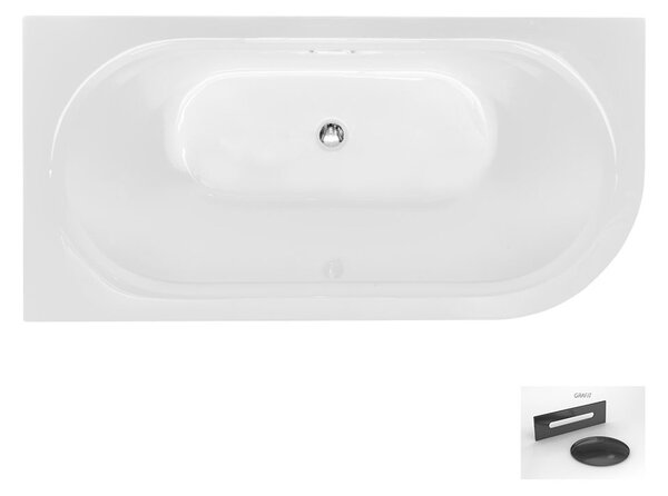 Besco Akrylátová voľne stojaca vaňa Avita A-Line Glam Z CC/SP 150x75 (160x75, 170x75), s prepadom BESCO-Typ výpuste: Alcaplast Click-Clack so štrbinovým prepadom, chróm, BESCO-Rozmery: 150x75, BESCO-Orientácia: Pravá