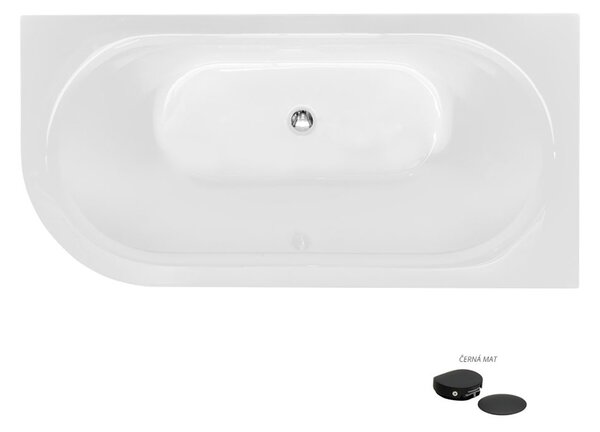 Besco Akrylátová voľne stojaca vaňa Avita A-Line BW CC/NP 150x75 (160x75, 170x75), napúšťanie cez prepad BESCO-Typ výpuste: McAlpine Click-Clack s napúšťaním cez prepad, chróm, BESCO-Rozmery: 150x75, BESCO-Orientácia: Pravá
