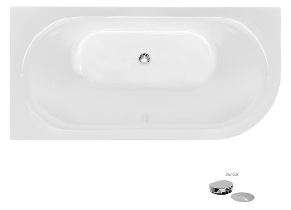 Besco Akrylátová voľne stojaca vaňa Avita A-Line BW CC/NP 150x75 (160x75, 170x75), napúšťanie cez prepad BESCO-Typ výpuste: McAlpine Click-Clack s napúšťaním cez prepad, chróm, BESCO-Rozmery: 150x75, BESCO-Orientácia: Pravá