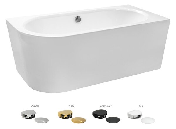 Besco Akrylátová voľne stojaca vaňa Avita A-Line CC/NP 150x75 (160x75, 170x75), napúšťanie cez prepad BESCO-Typ výpuste: McAlpine Click-Clack s napúšťaním cez prepad, chróm, BESCO-Rozmery: 150x75, BESCO-Orientácia: Pravá