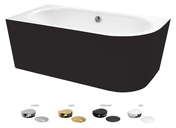 Besco Akrylátová voľne stojaca vaňa Avita A-Line BW CC/NP 150x75 (160x75, 170x75), napúšťanie cez prepad BESCO-Typ výpuste: McAlpine Click-Clack s napúšťaním cez prepad, chróm, BESCO-Rozmery: 150x75, BESCO-Orientácia: Pravá