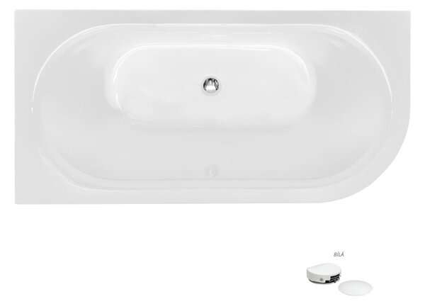 Besco Akrylátová voľne stojaca vaňa Avita A-Line BW CC/NP 150x75 (160x75, 170x75), napúšťanie cez prepad BESCO-Typ výpuste: McAlpine Click-Clack s napúšťaním cez prepad, chróm, BESCO-Rozmery: 150x75, BESCO-Orientácia: Pravá