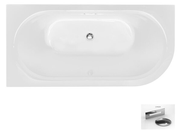 Besco Akrylátová voľne stojaca vaňa Avita A-Line Glam Z CC/SP 150x75 (160x75, 170x75), s prepadom BESCO-Typ výpuste: Alcaplast Click-Clack so štrbinovým prepadom, chróm, BESCO-Rozmery: 150x75, BESCO-Orientácia: Pravá
