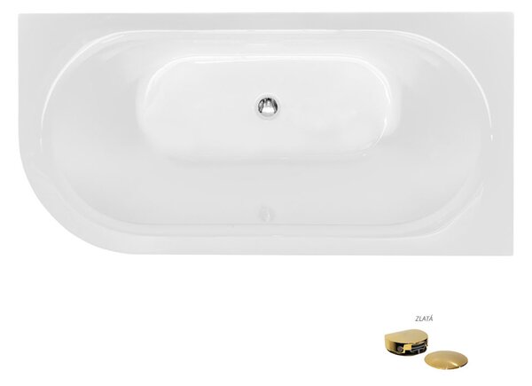 Besco Akrylátová voľne stojaca vaňa Avita A-Line BW CC/NP 150x75 (160x75, 170x75), napúšťanie cez prepad BESCO-Typ výpuste: McAlpine Click-Clack s napúšťaním cez prepad, chróm, BESCO-Rozmery: 150x75, BESCO-Orientácia: Pravá