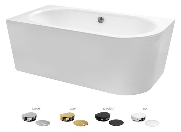 Besco Akrylátová voľne stojaca vaňa Avita A-Line CC/NP 150x75 (160x75, 170x75), napúšťanie cez prepad BESCO-Typ výpuste: McAlpine Click-Clack s napúšťaním cez prepad, chróm, BESCO-Rozmery: 150x75, BESCO-Orientácia: Pravá
