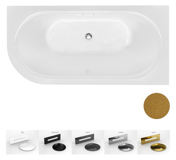 Besco Akrylátová voľne stojaca vaňa Avita A-Line Glam Z CC/SP 150x75 (160x75, 170x75), s prepadom BESCO-Typ výpuste: Alcaplast Click-Clack so štrbinovým prepadom, chróm, BESCO-Rozmery: 150x75, BESCO-Orientácia: Pravá