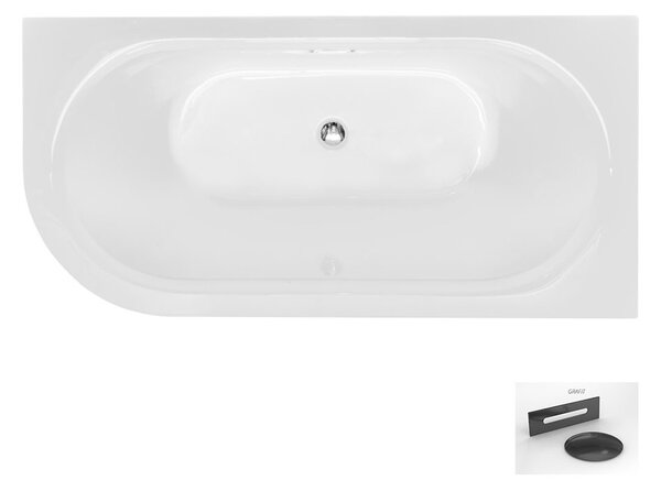 Besco Akrylátová voľne stojaca vaňa Avita A-Line Glam Z CC/SP 150x75 (160x75, 170x75), s prepadom BESCO-Typ výpuste: Alcaplast Click-Clack so štrbinovým prepadom, chróm, BESCO-Rozmery: 150x75, BESCO-Orientácia: Pravá