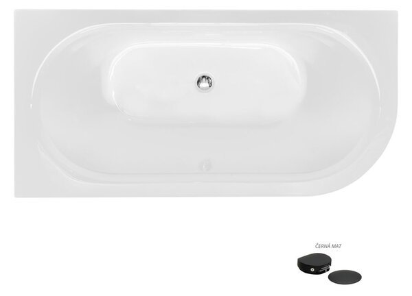 Besco Akrylátová voľne stojaca vaňa Avita A-Line BW CC/NP 150x75 (160x75, 170x75), napúšťanie cez prepad BESCO-Typ výpuste: McAlpine Click-Clack s napúšťaním cez prepad, chróm, BESCO-Rozmery: 150x75, BESCO-Orientácia: Pravá