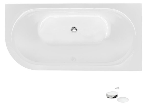 Besco Akrylátová voľne stojaca vaňa Avita A-Line BW CC/NP 150x75 (160x75, 170x75), napúšťanie cez prepad BESCO-Typ výpuste: McAlpine Click-Clack s napúšťaním cez prepad, chróm, BESCO-Rozmery: 150x75, BESCO-Orientácia: Pravá