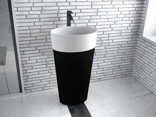 Besco Voľne stojace umývadlo z liateho mramoru Uniqa BW Matt UM VS 46,5x32,5x84 cm, sifón Click-Clack BESCO-Typ výpuste: Click-Clack, chróm, BESCO-Rozmery: 46,5x32,5