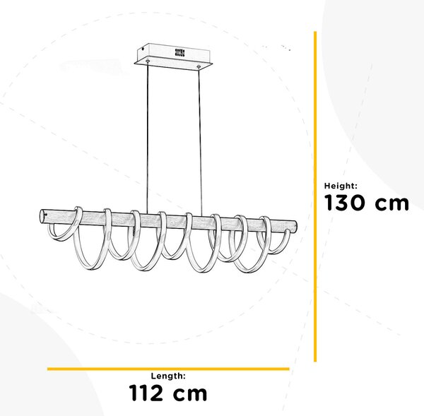 ZÁVESNÉ LED SVIETIDLO, 112/22/130 cm - Online Only bytové doplnky, Online Only